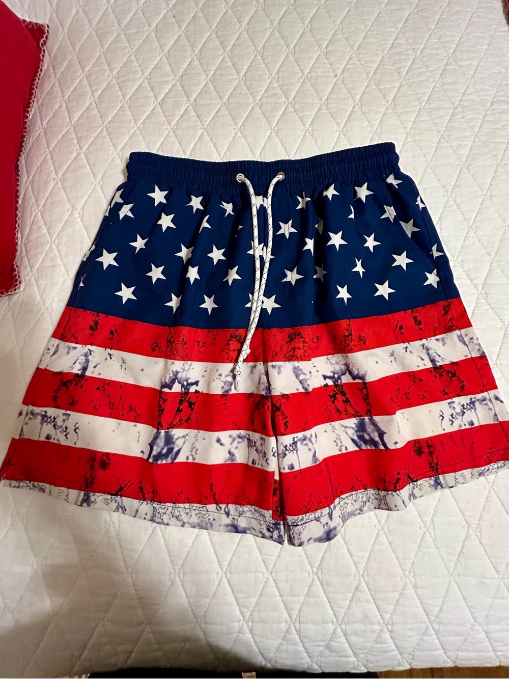 American Flag Stars & Stripes Swim Trunks